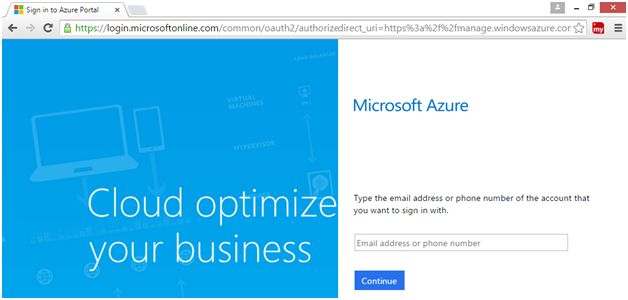 Microsoft login page